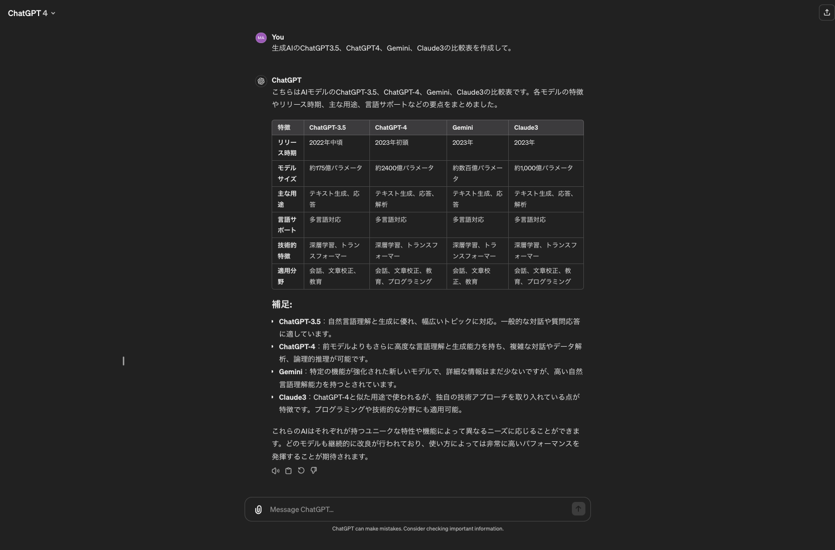 ChtGPT4出力結果